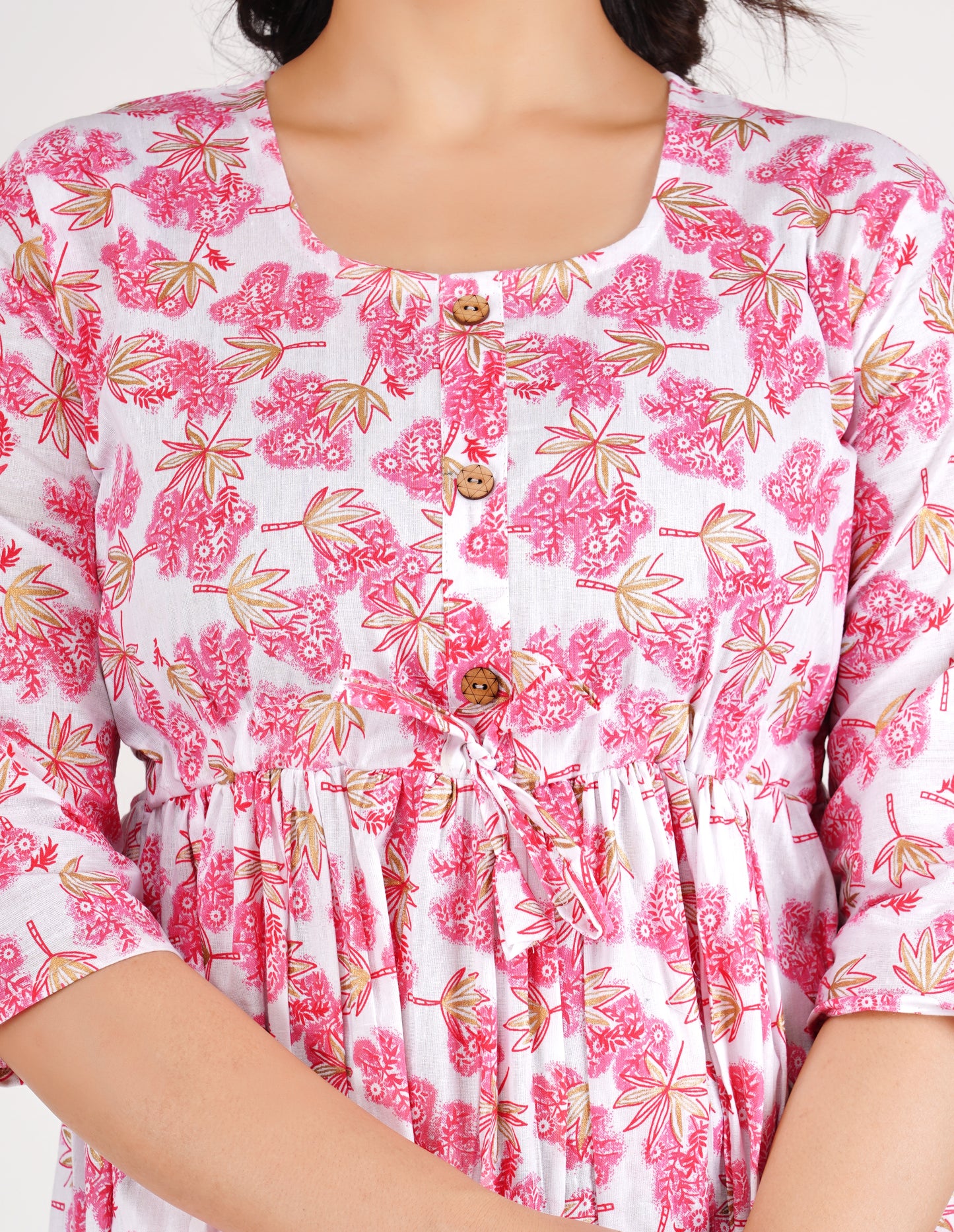 Cotton Pink & White Peplum Top