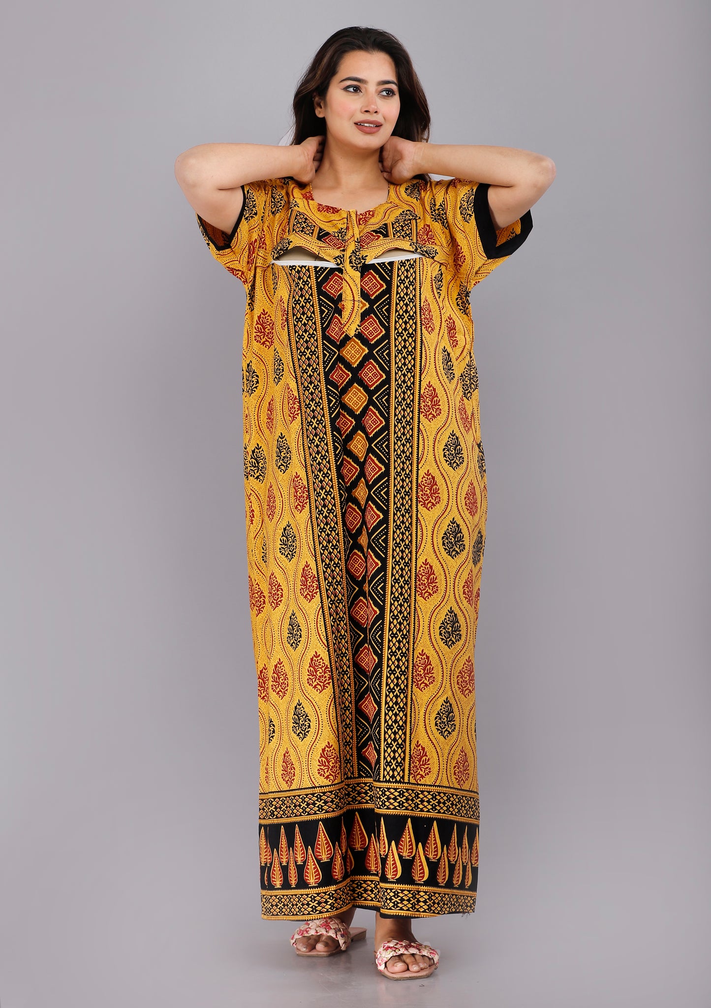 Maternity Feeding Nursing Nightwear Yellow Gown