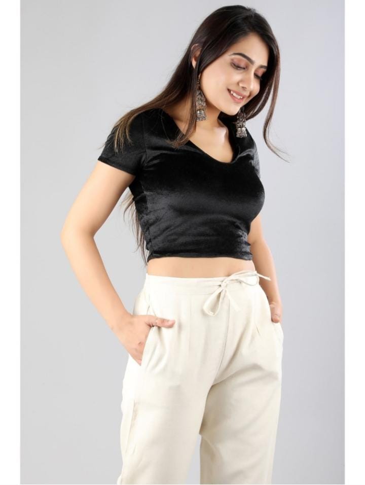 White Cotton Pants with Adjustable Waist Tie