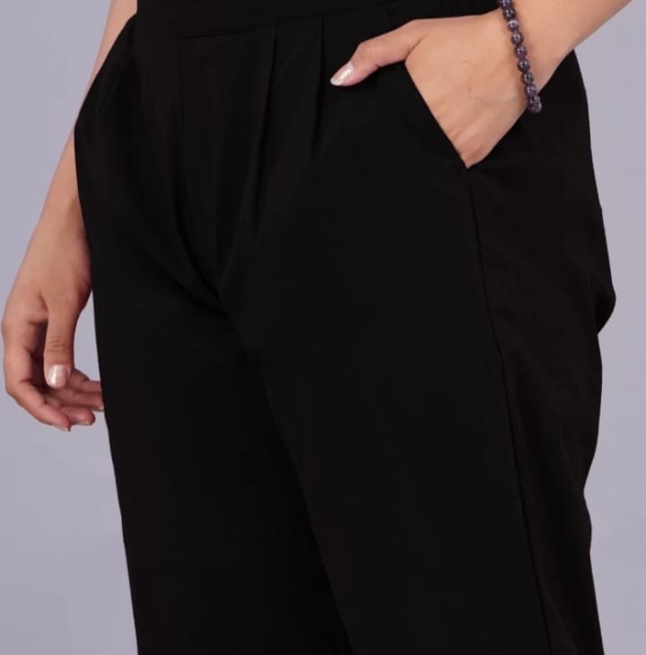 Black Cotton Lycra Stretchable Pants