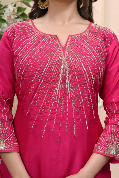 Silk Heavy Handwork Festive Wear Magenta Pink Salwar Suit