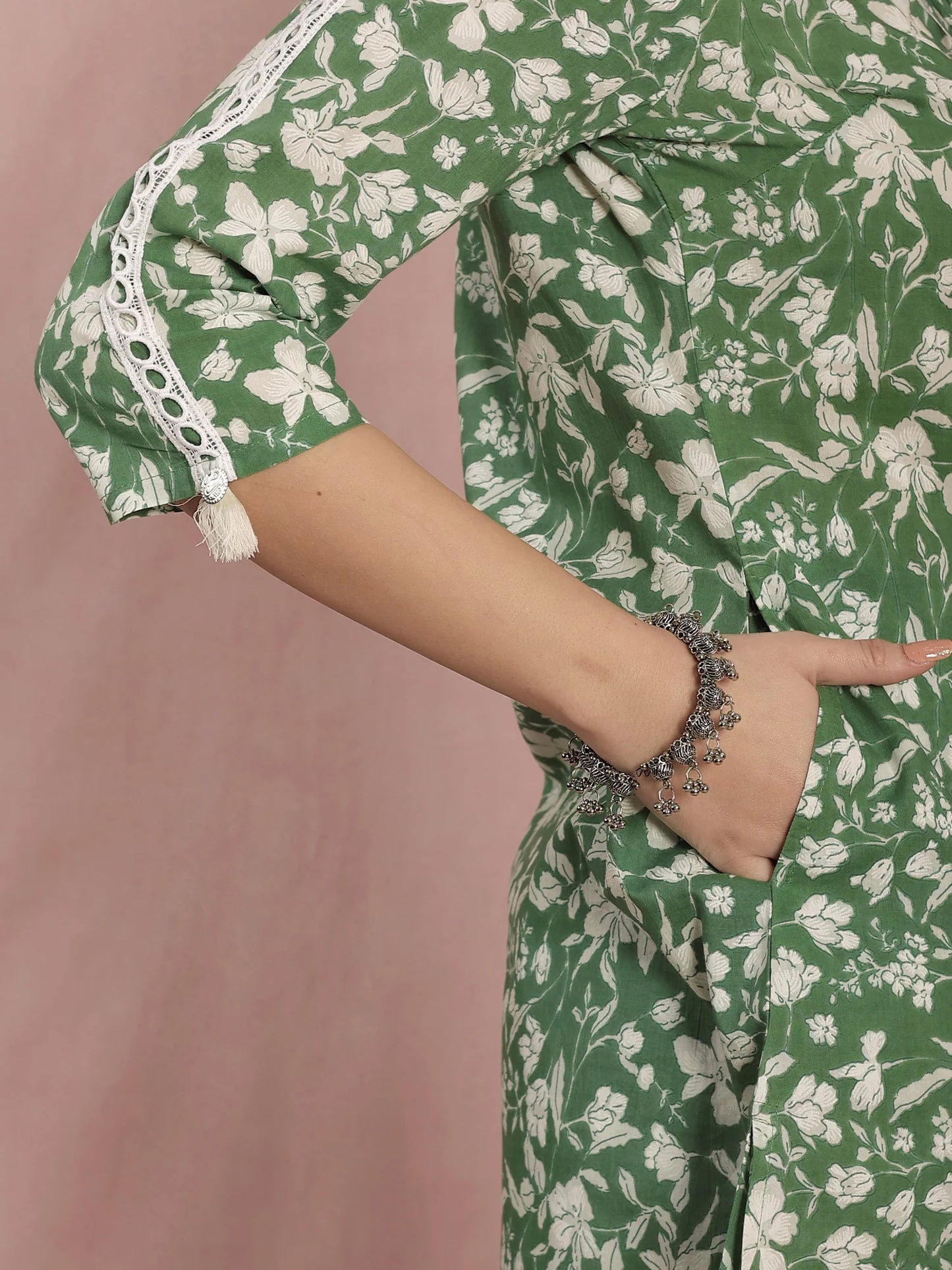 Cotton Floral Coord Set with Lacework