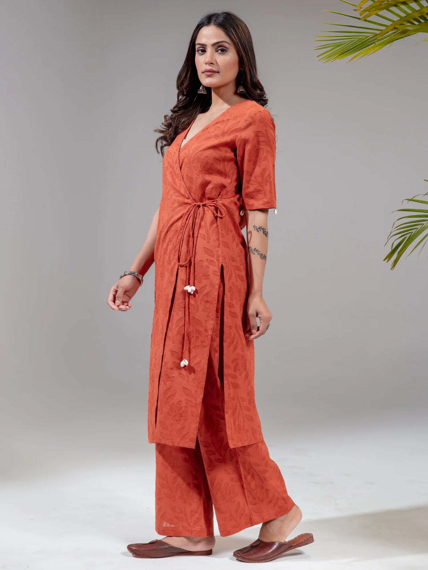 Jacquard Self Embossed Angarakha Kurta Set