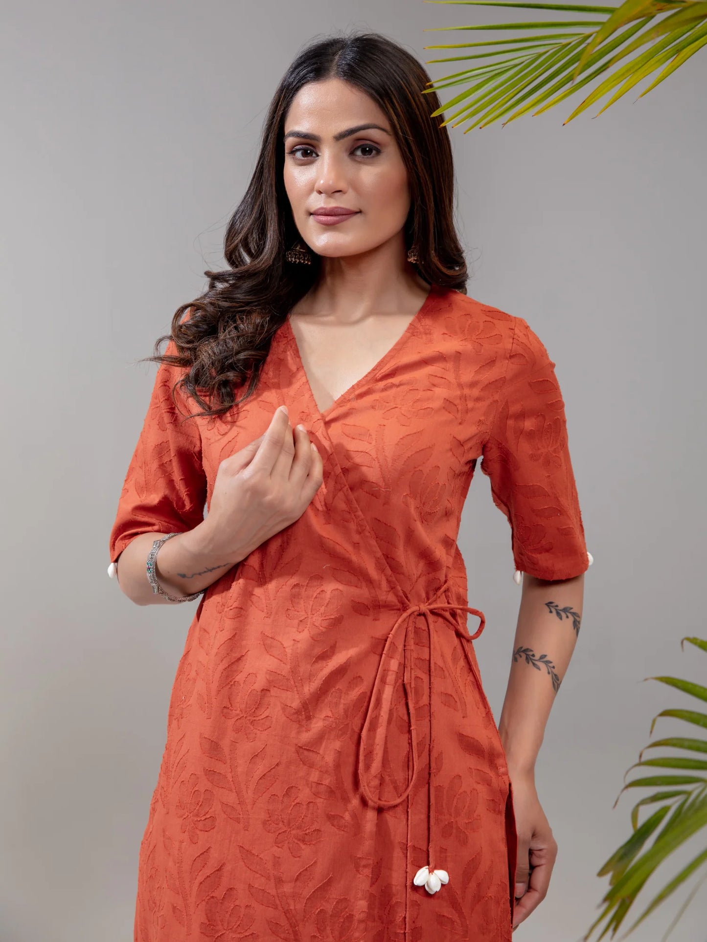 Jacquard Self Embossed Angarakha Kurta Set