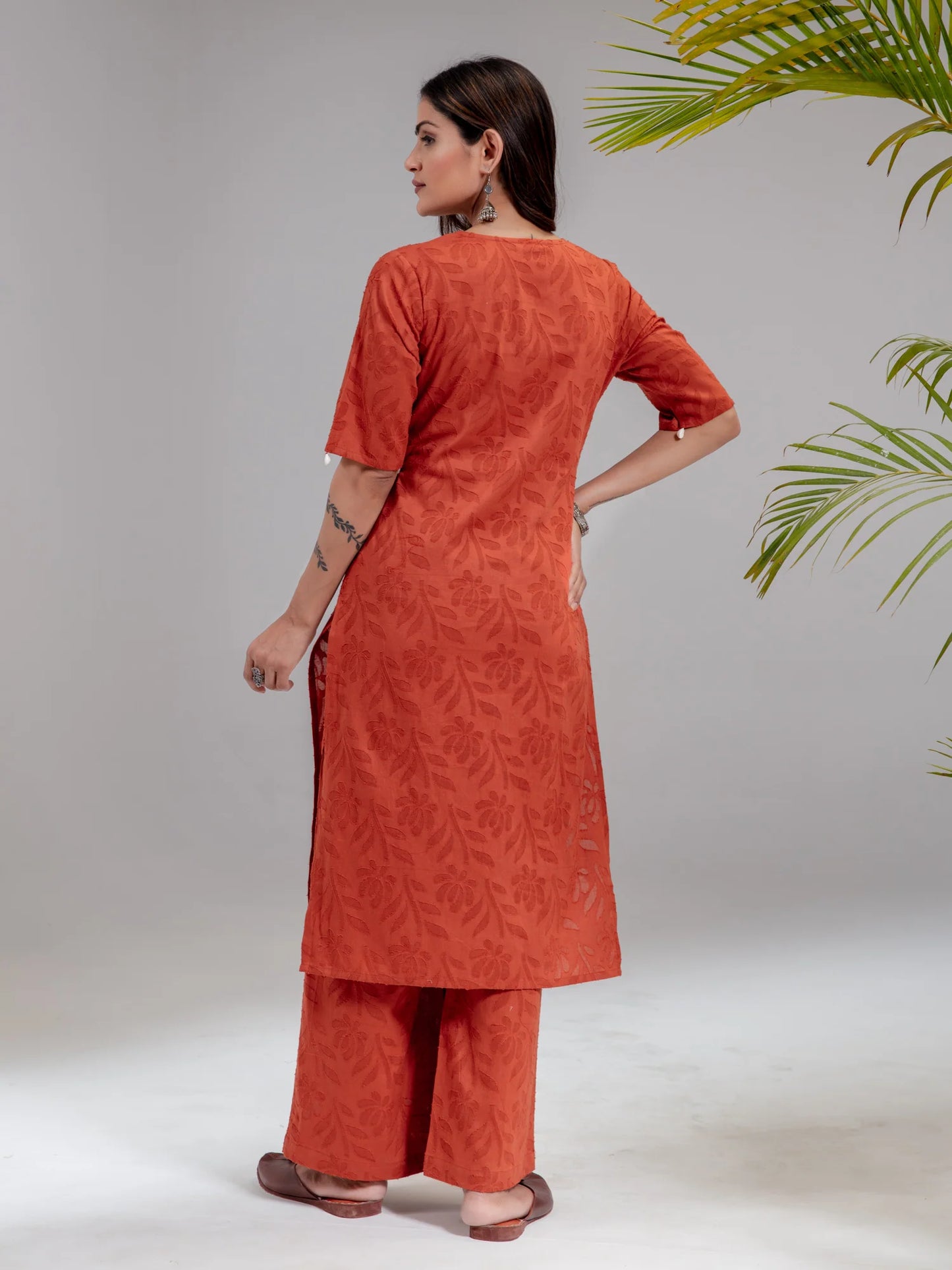 Jacquard Self Embossed Angarakha Kurta Set