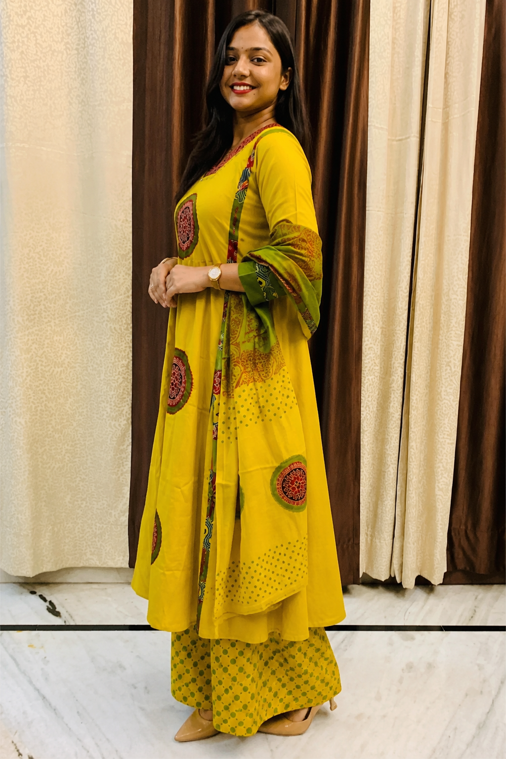Mandala Art Patchwork 3 Piece Dress with Palazzo