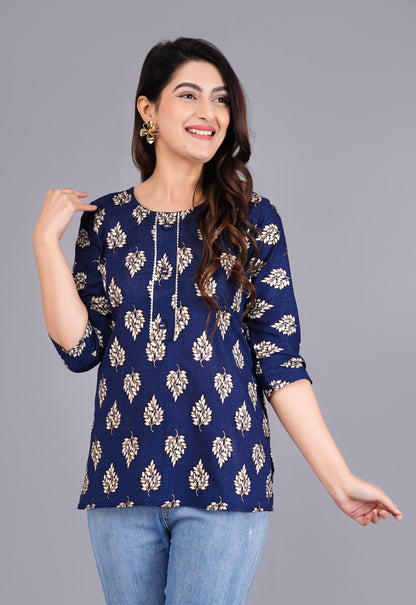 Rayon Procin Print Short Kurti