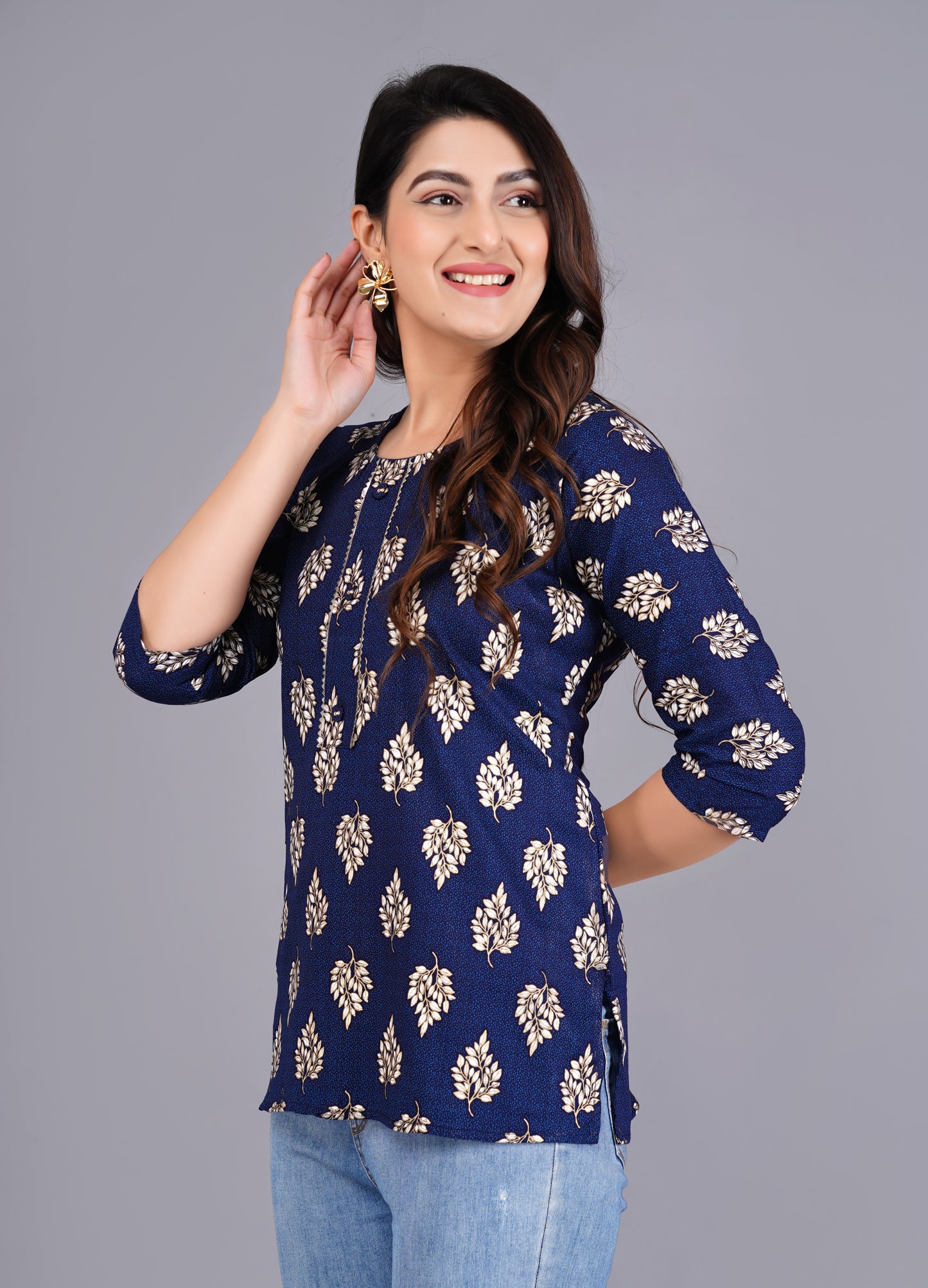 Rayon Procin Print Short Kurti