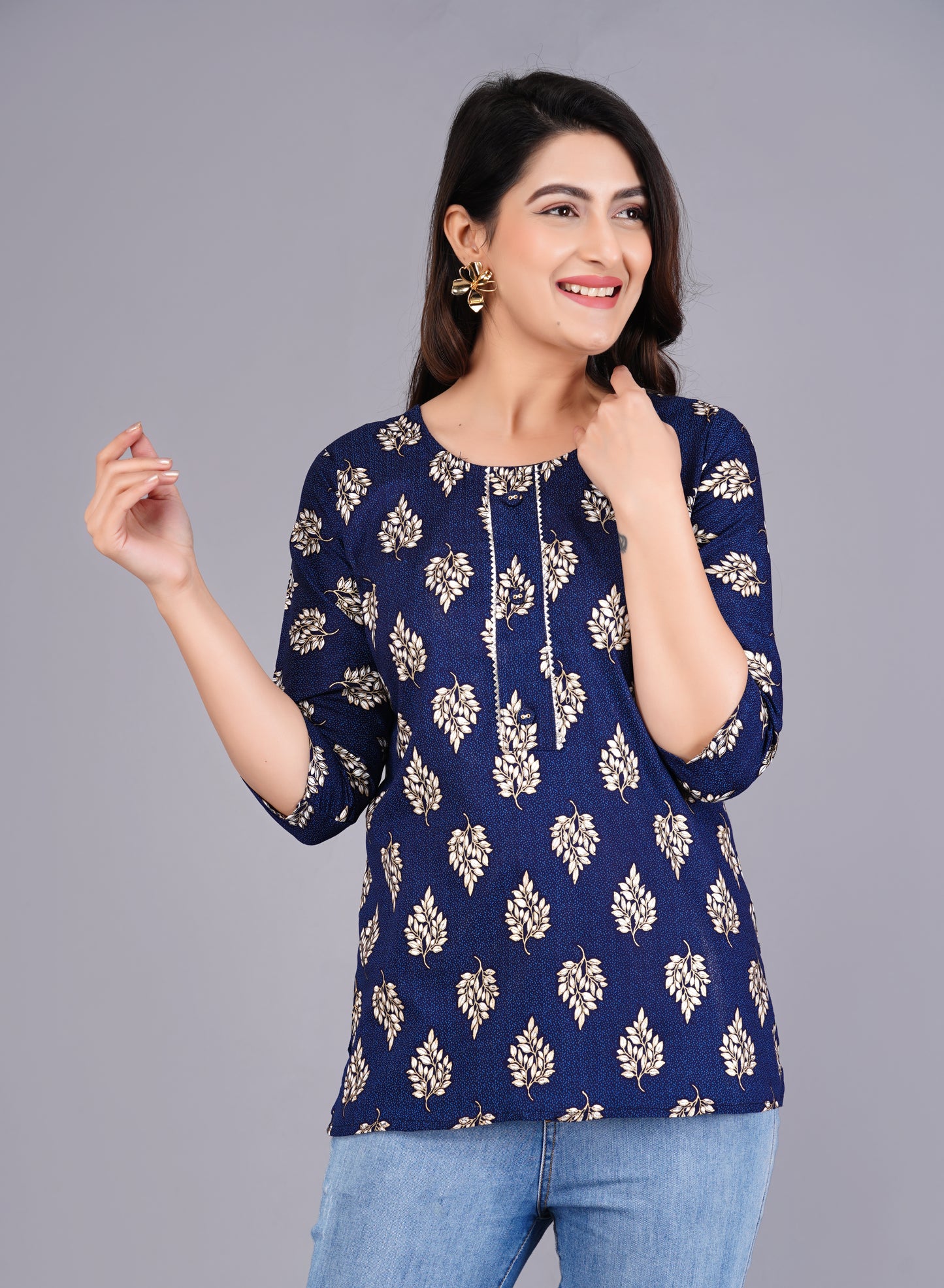 Rayon Procin Print Short Kurti