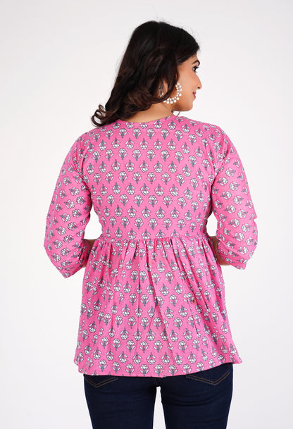 Cotton Pink Peplum Top