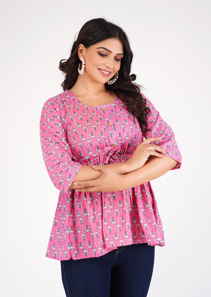 Cotton Pink Peplum Top