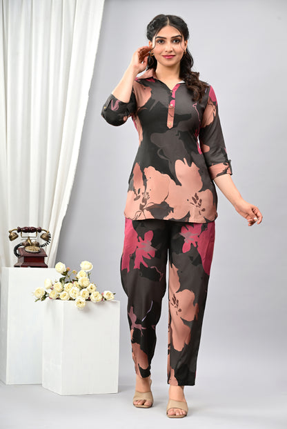 Women Officewear Printed Floral Coord Set