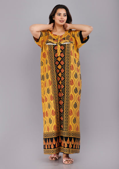 Maternity Feeding Nursing Nightwear Yellow Gown