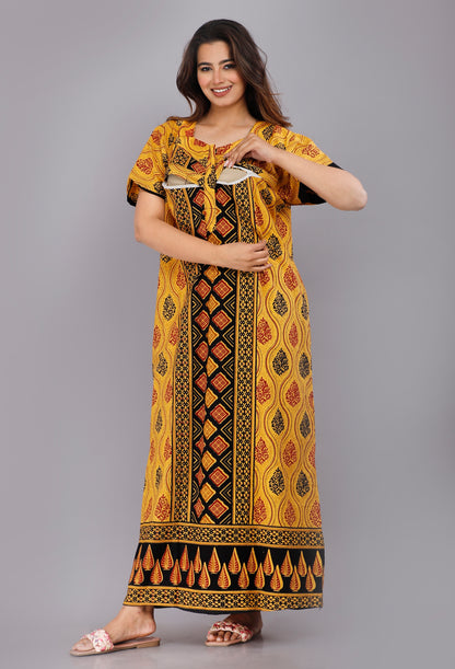 Maternity Feeding Nursing Nightwear Yellow Gown