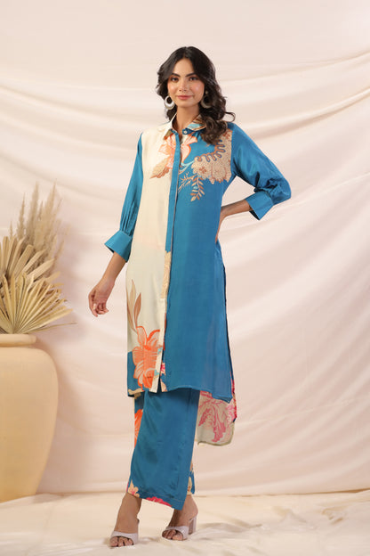 Multicolor Floral Pure Muslin Kurta Set