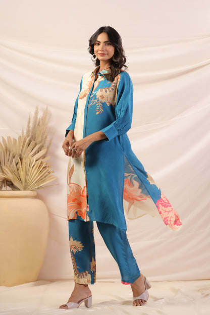 Multicolor Floral Pure Muslin Kurta Set
