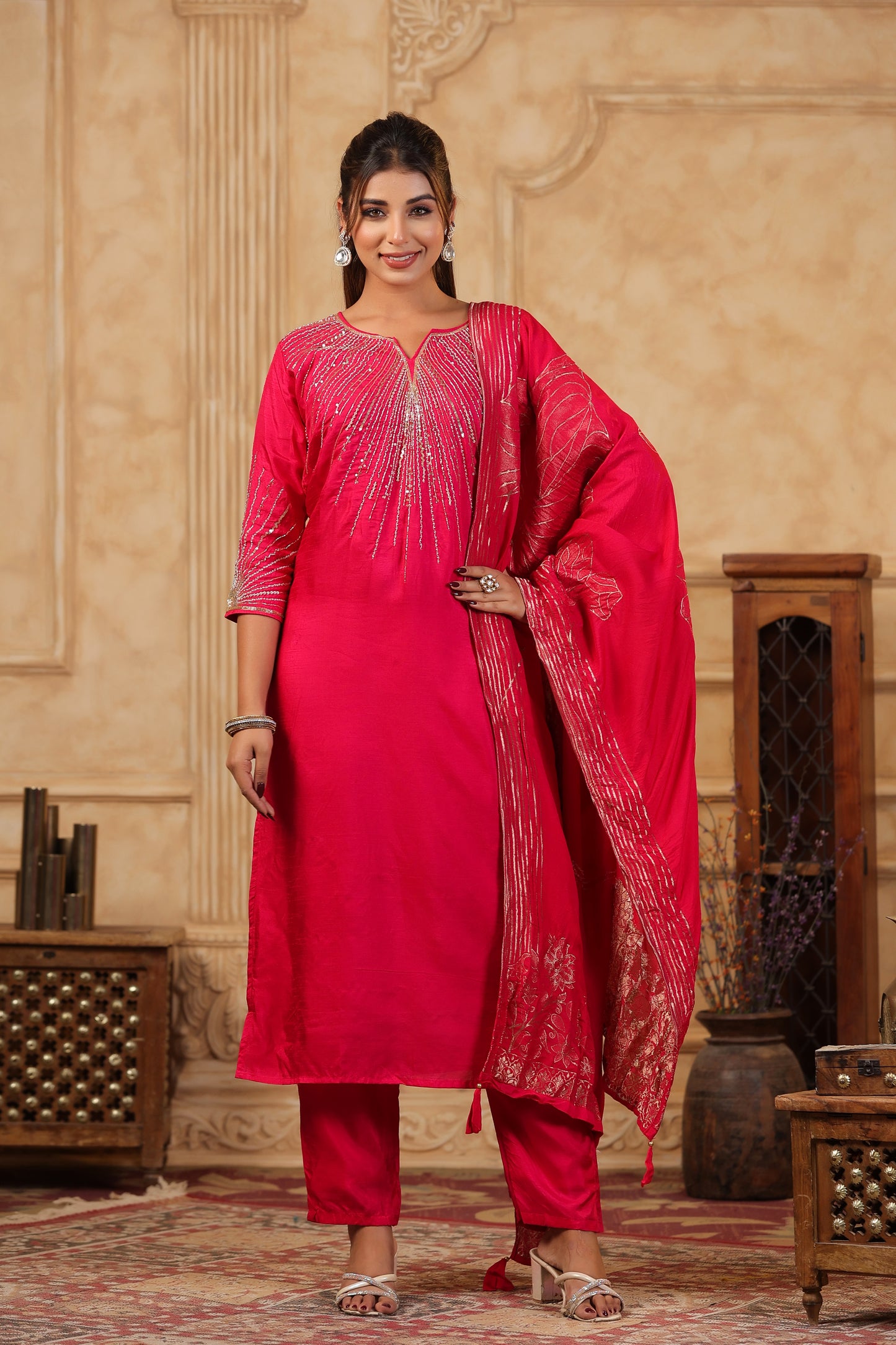 Silk Heavy Handwork Festive Wear Pink Salwar Suit
