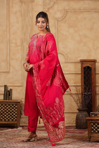 Silk Heavy Handwork Festive Wear Pink Salwar Suit