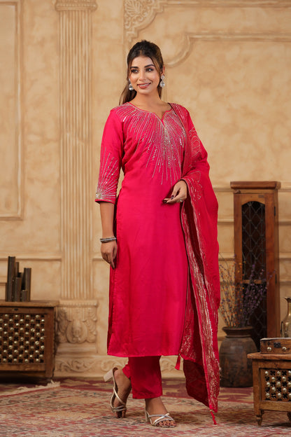Silk Heavy Handwork Festive Wear Pink Salwar Suit