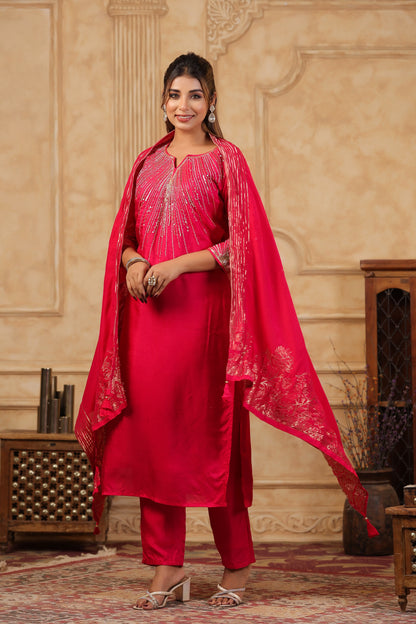 Silk Heavy Handwork Festive Wear Pink Salwar Suit
