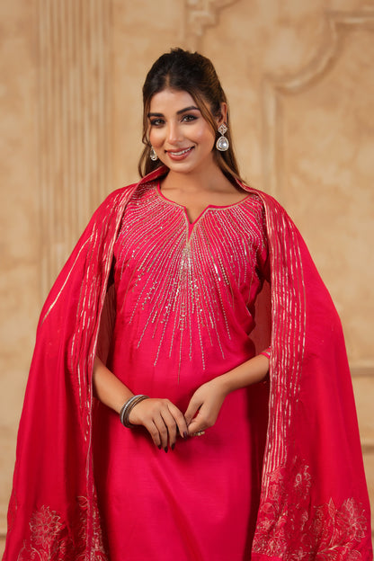 Silk Heavy Handwork Festive Wear Pink Salwar Suit