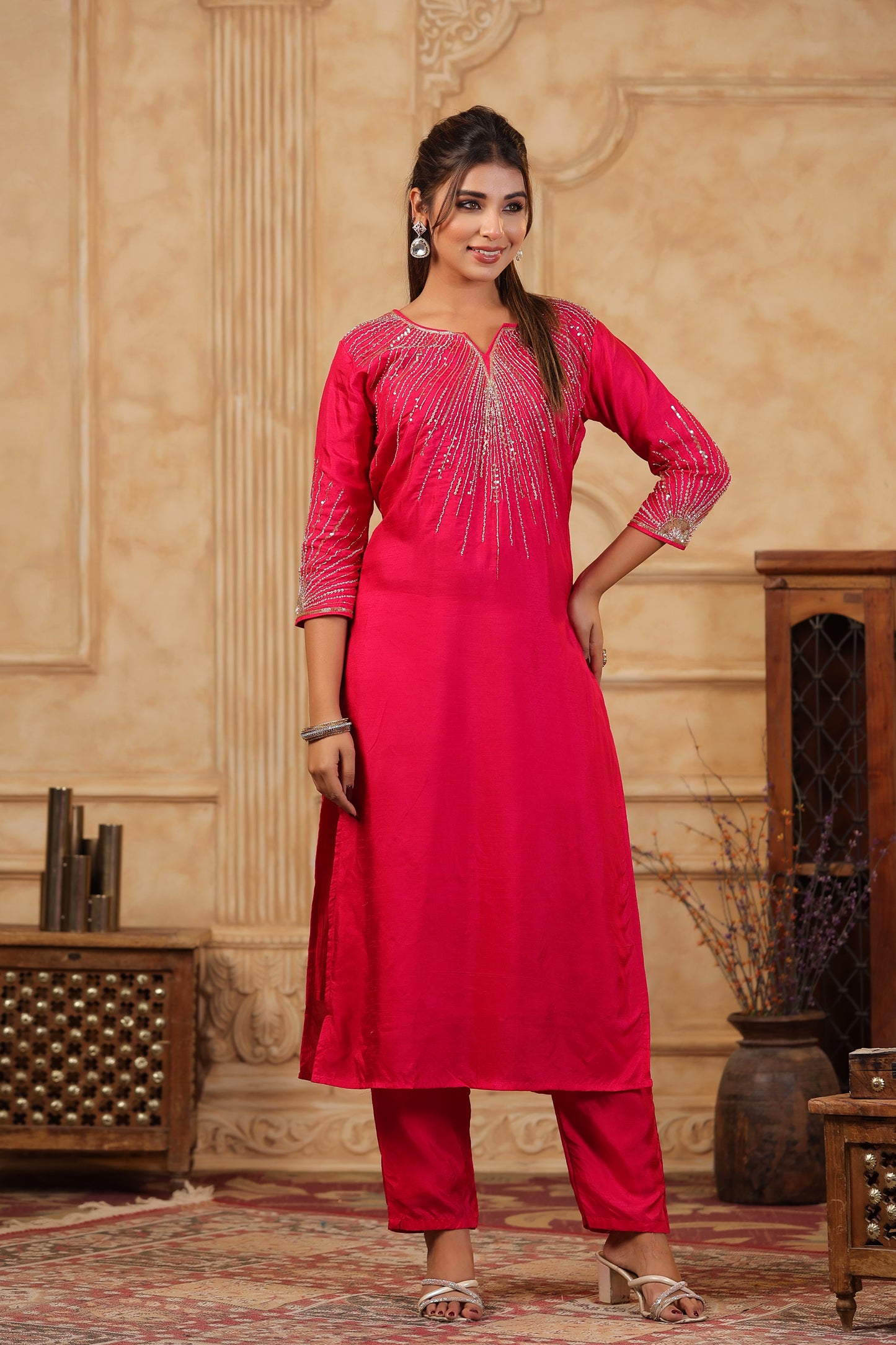 Silk Heavy Handwork Festive Wear Pink Salwar Suit