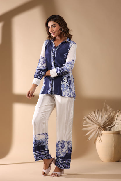 Natural Italian Crepe Placement Print Coord Set