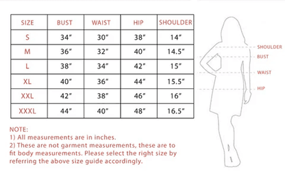 Size chart for kurti