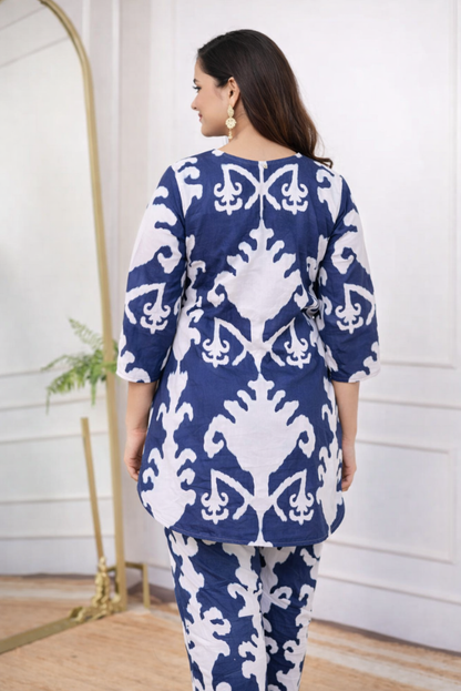 Mul Cotton Printed Blue Coord Set