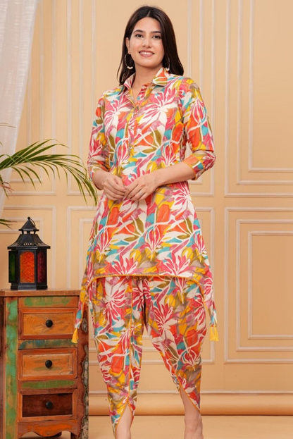 Designer Shimmer Crepe Dhoti Style Coord Set