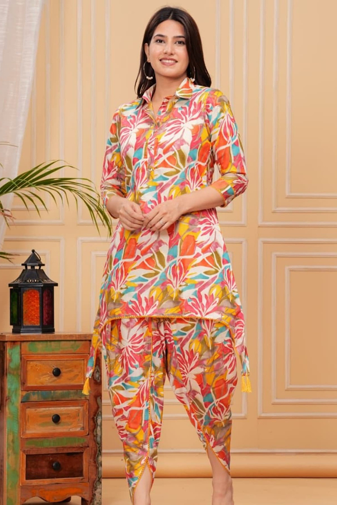 Designer Shimmer Crepe Dhoti Style Coord Set