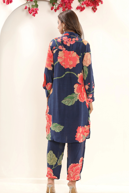 Natural Crepe Floral Coord Set