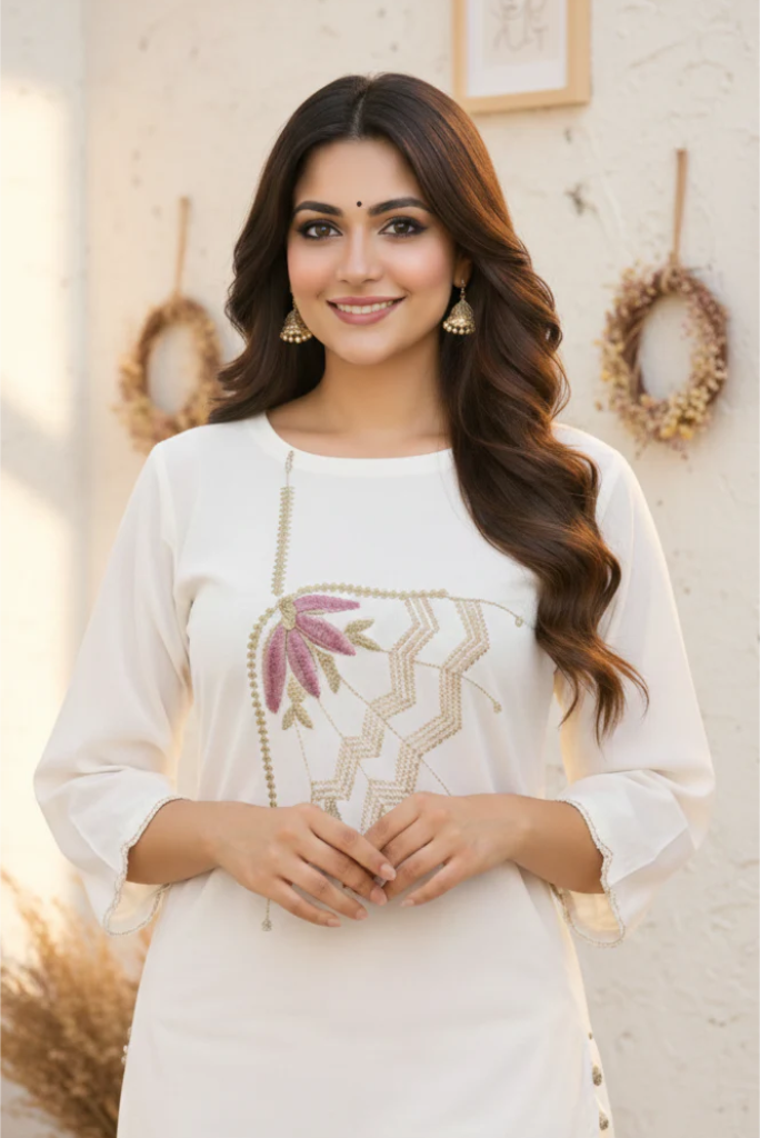 Cotton Flex Embroidered Officewear Coord Set