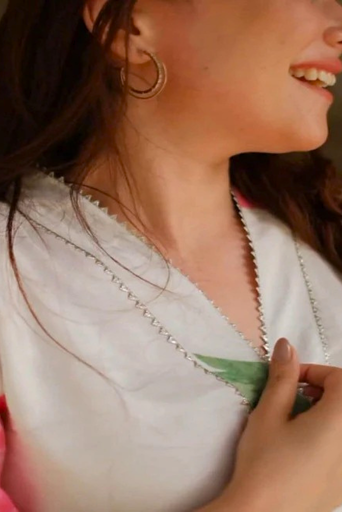 Floral Crepe White Coord Set