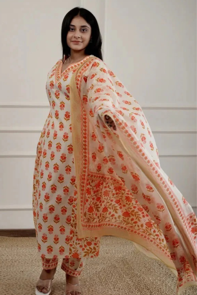 Cotton Printed Afghani Salwar Flared Suit