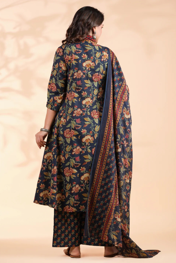 Starry Blue Floral Cotton 3 Piece Set