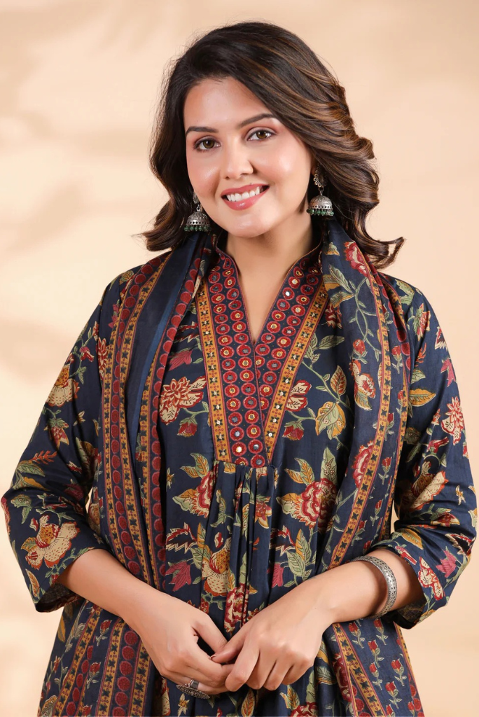 Starry Blue Floral Cotton 3 Piece Set