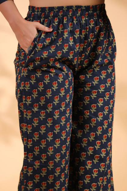 Starry Blue Floral Cotton 3 Piece Set