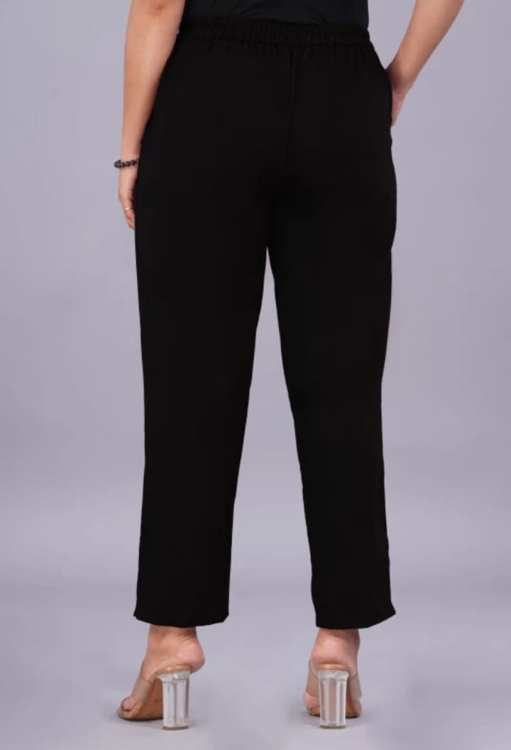 Black Cotton Lycra Stretchable Pants