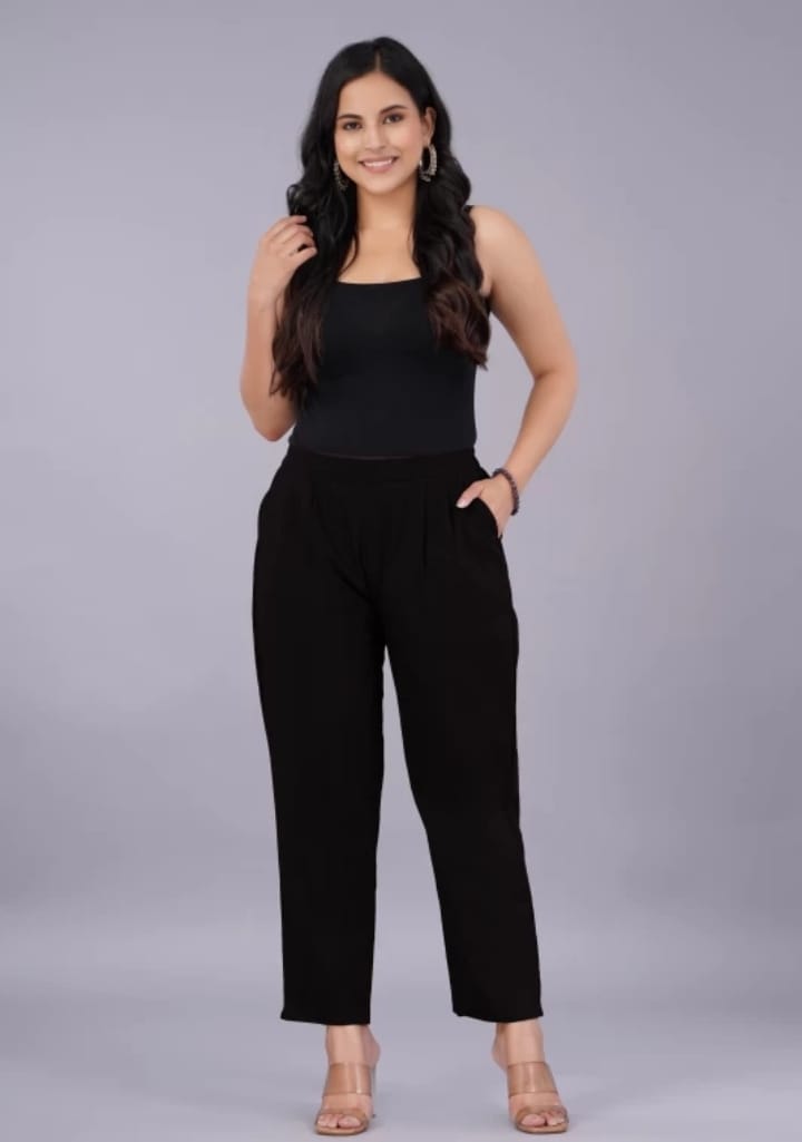 Black Cotton Lycra Stretchable Pants