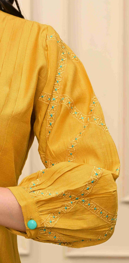 Viscose Slub Golden Yellow Coord Set