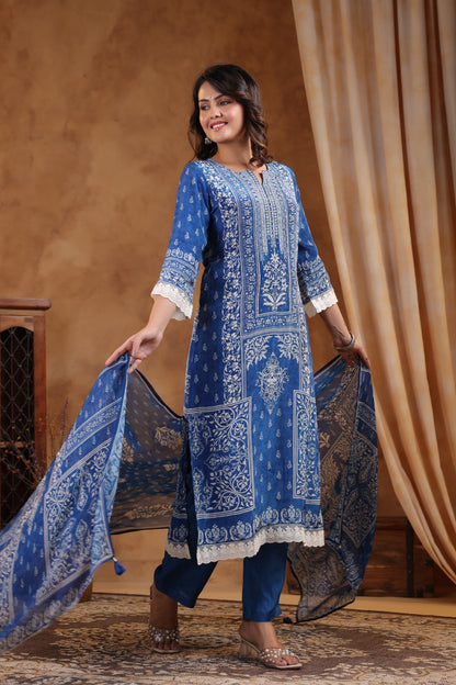 Pure Muslin crepe Three Piece Pakistani Style Suit