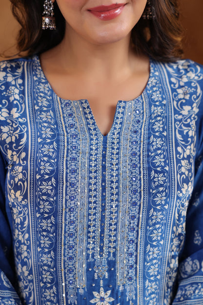 Pure Muslin crepe Three Piece Pakistani Style Suit