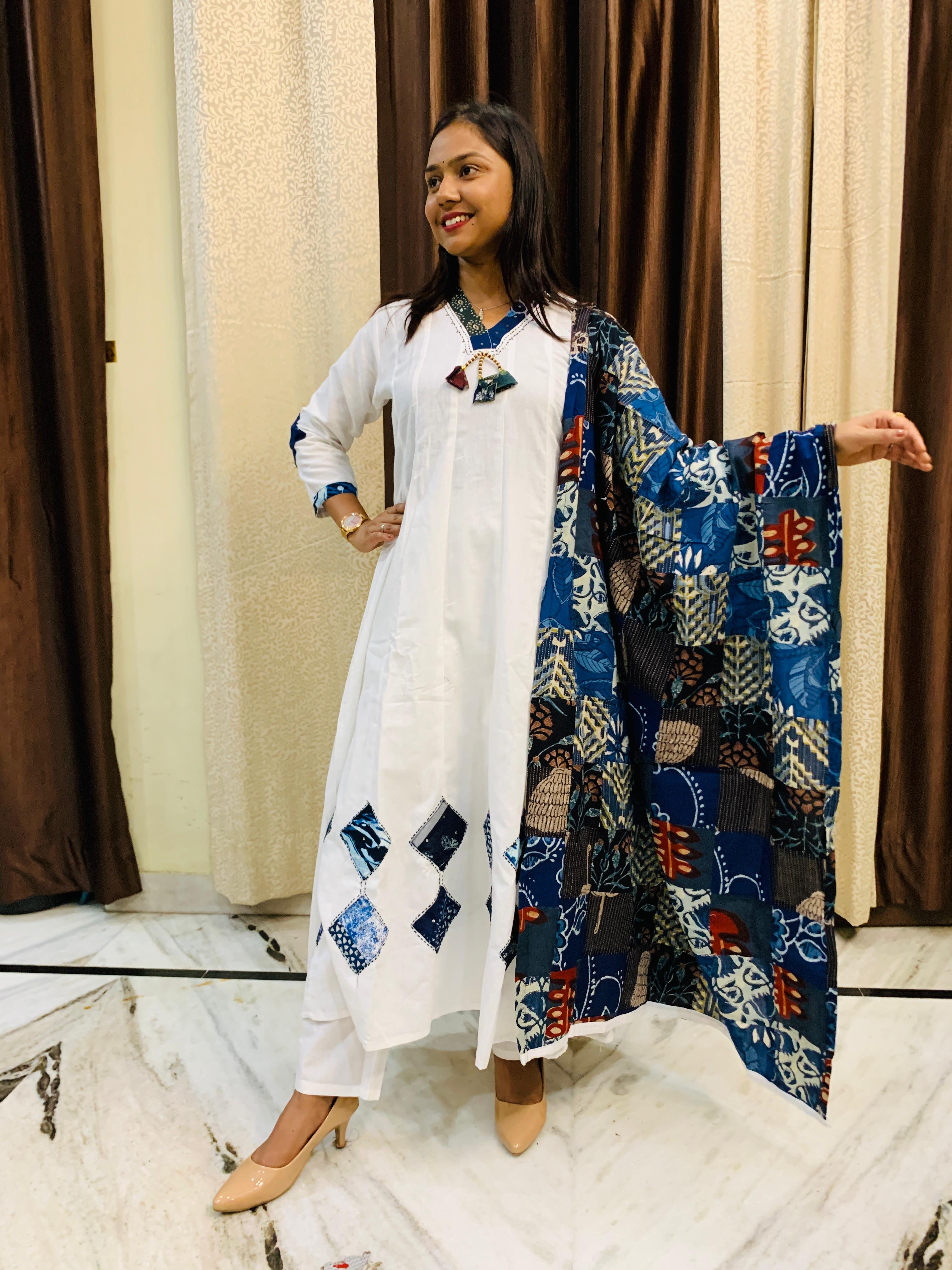 Patchwork Designer Cotton 3 Piece Dress