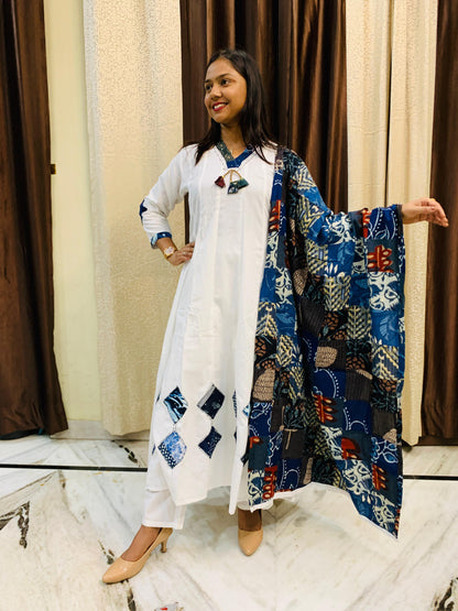 Patchwork Designer Cotton 3 Piece Dress