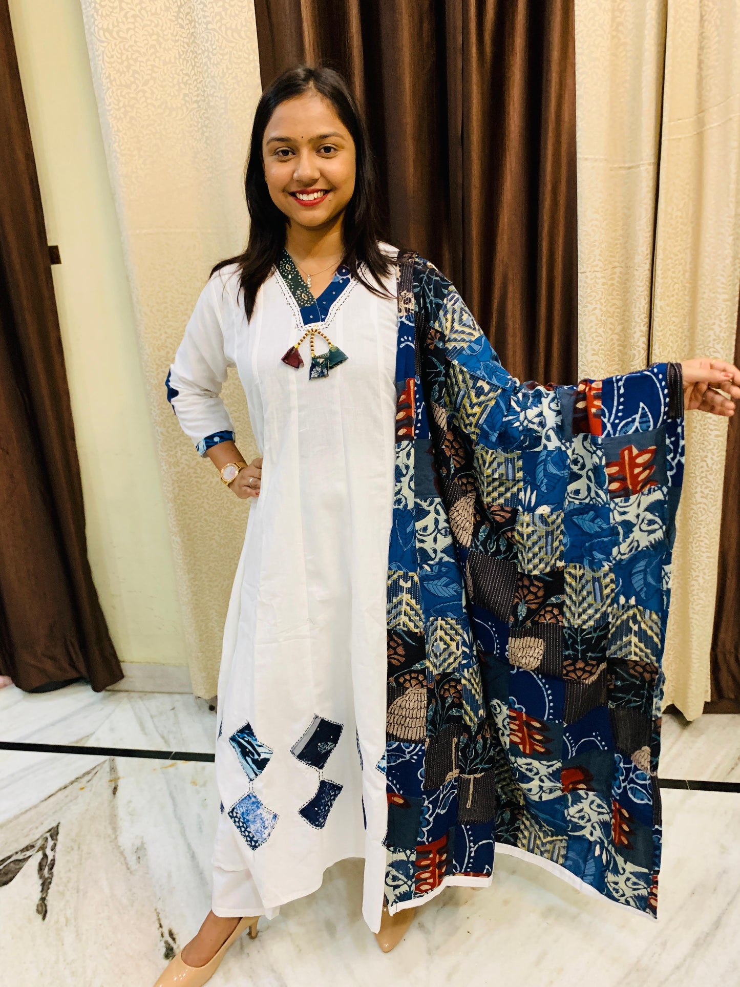 Patchwork Designer Cotton 3 Piece Dress