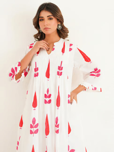 Mughal Boota Block Print Kurta Set with Pintex Detailing