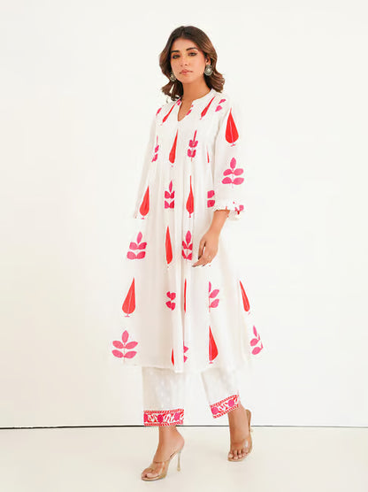 Mughal Boota Block Print Kurta Set with Pintex Detailing