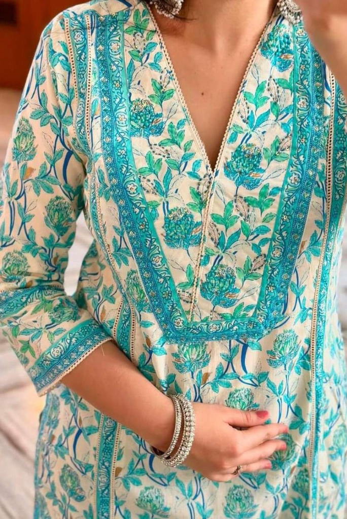 Pearl Work White and Teal Designer Floral Salwar Suit