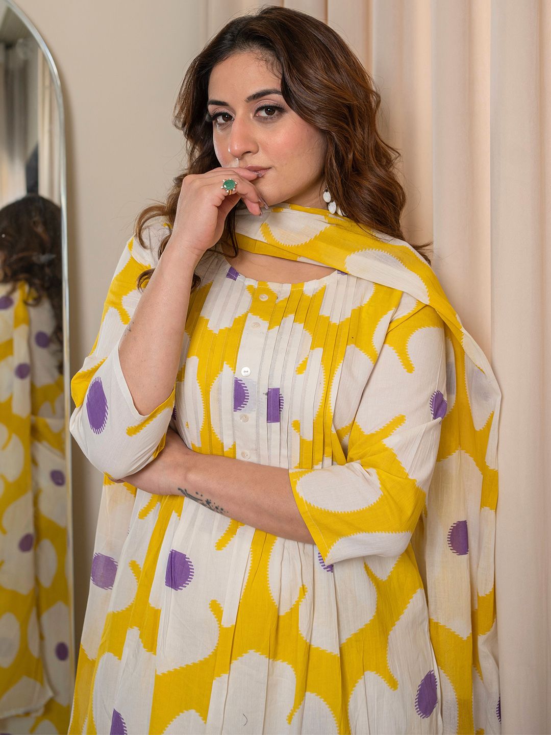 Cotton Printed Floral Three Piece Salwar Set